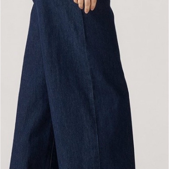 Women's Dark Blue Wide-Leg Jeans - Picture 2 of 15